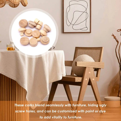 230 Piece Wood Hole Plug Kit With Mushroom and Flush Styles displayed on a table in a woodworking setting