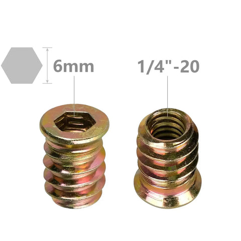 40 Piece Set Of 1 Quarter Inch 20 Threaded Wood Inserts And Furniture Screws For Wood Furniture With Hex Socket Drive 15 Millimeter Length Carbon Steel Durable Fasteners With Hex Spanner By Anwenk, showing detailed view of threaded inserts.