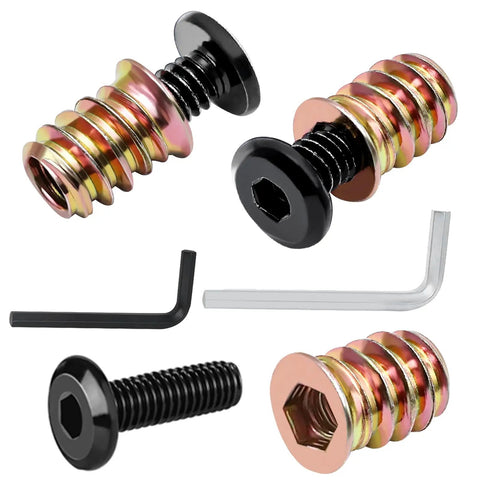 32 Piece Wood Threaded Inserts And Nuts Set With Hex Spanner For Furniture Repair And DIY Woodworking, galvanized steel fasteners