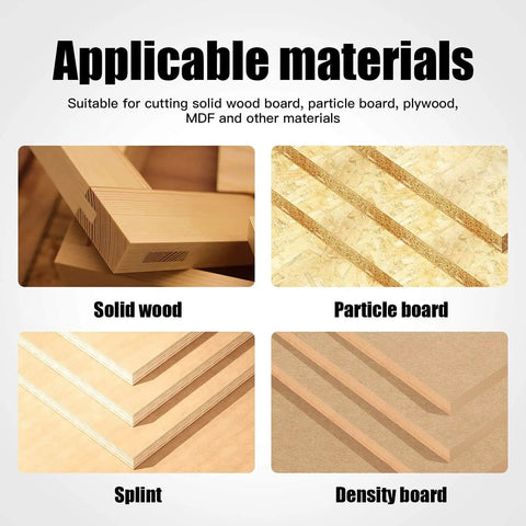 Various types of wood materials suitable for cutting using the Five Piece 90 Degree V Groove Router Bit Set