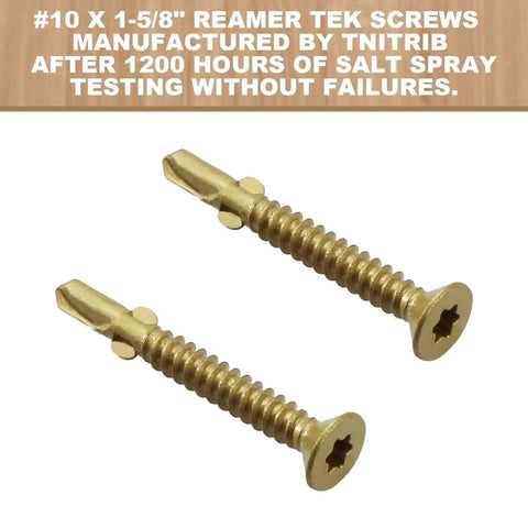 Wood To Metal Self Tapping Screws Size 10 One And Five Eighths Inch Pack Of 130 Reamer Tek Torx Star Head showing gold finish