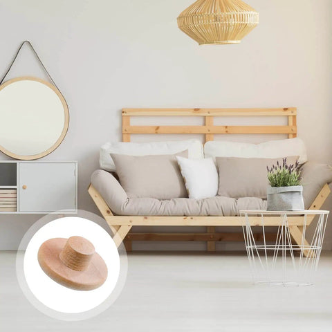 Wood Plugs Set in 4 Sizes for DIY Furniture Repair and Cabinet Gaps 120 Pieces Hardwood Hole Plugs in a living room setting.