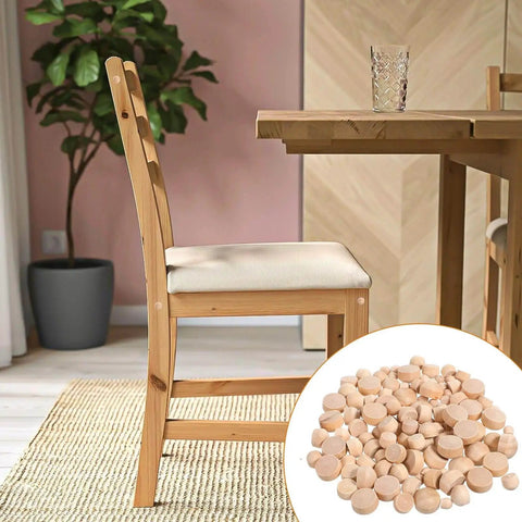 120 Pcs Wood Plugs Set In 4 Sizes 3/16 Inch 5/16 Inch 3/8 Inch And 1/2 Inch Round Head Hardwood Hole Plugs in natural finish