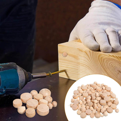 120 Pcs Wood Plugs Set In 4 Sizes 3/16 Inch 5/16 Inch 3/8 Inch And 1/2 Inch Round Head Hardwood Hole Plugs for Furniture Repair
