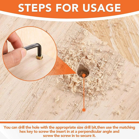 Installation guide for 32 Pcs Wood Threaded Inserts For Furniture Screws 1/4-20 X 25/32 In Hex Socket Drive And 1/4-20 X 19/32 In Screw In Nuts