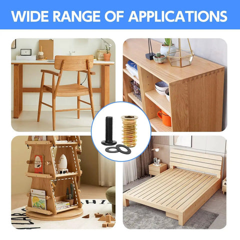 Pro Grade 1/4-20 Wood Threaded Insert Kit With 30 Inserts, 30 Screws, 30 Washers, And 2 Hex Keys used in furniture applications