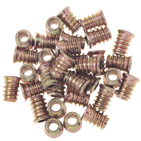 50 Pack Quarter Inch By Twenty Threaded Wood Inserts For Furniture And DIY Projects, Screw In Nutserts With Hex Drive, 15mm Length, Includes Hex Key