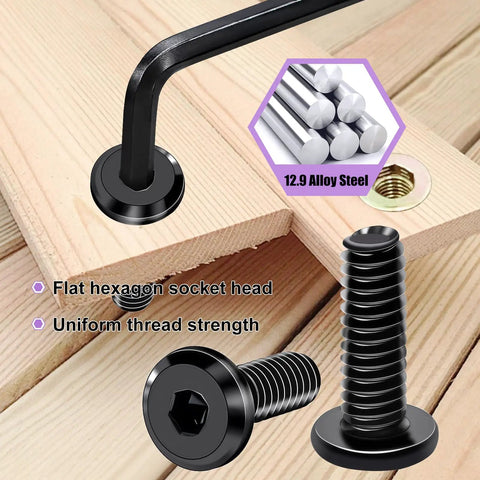 Close-up of 32 Piece Wood Threaded Inserts And Nuts Set With Hex Spanner For Furniture Repair And DIY Woodworking Quarter Inch Twenty TPI Threaded Inserts For Wood Galvanized Steel Heavy Duty Fasteners