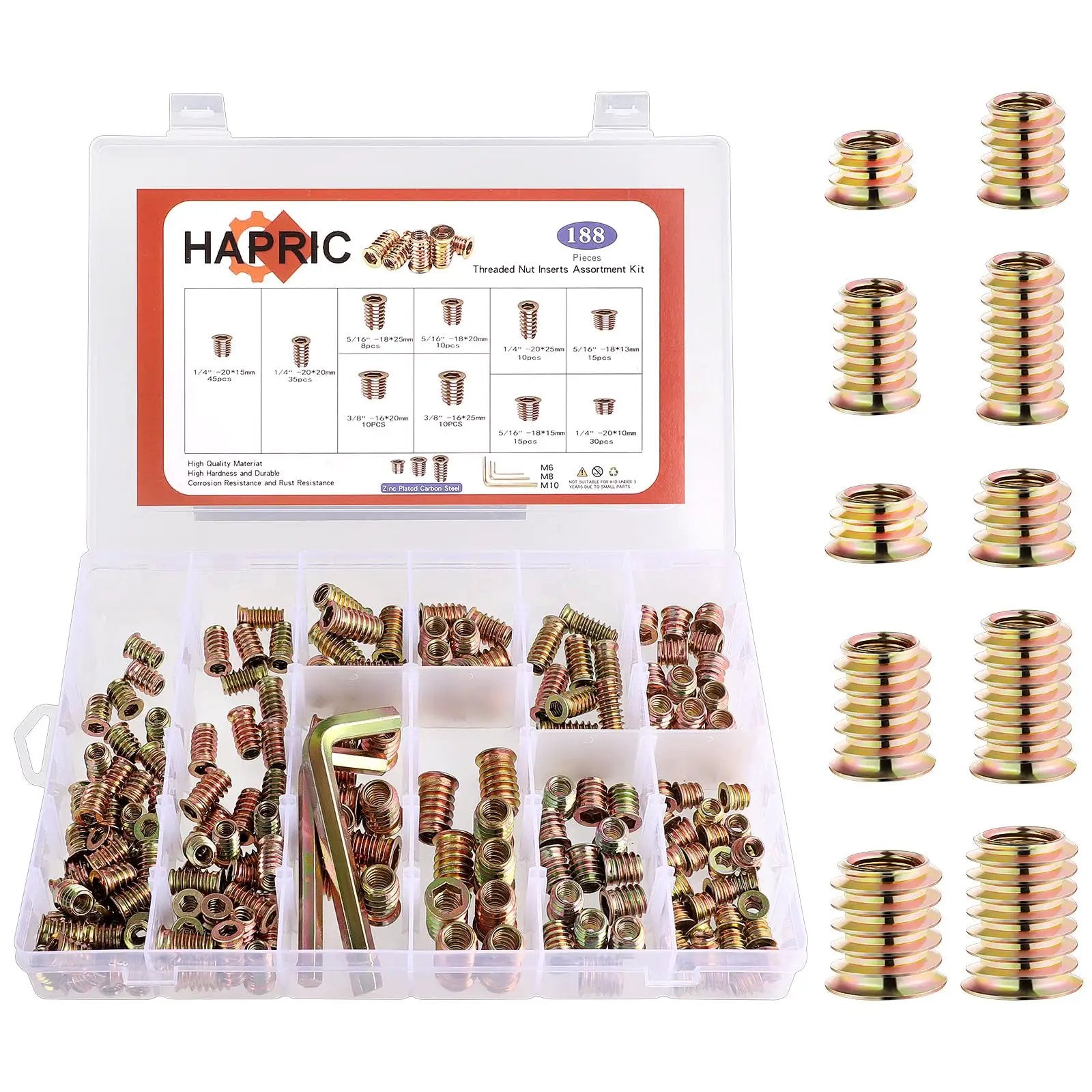 wood threaded inserts kit - 191 PC Set with Hex Wrench...