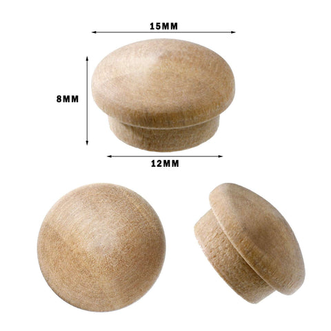 50 Piece Wooden Button Top Screw Hole Plugs For Furniture And Home, Flat Head Wood Cork Cap Hole Covers, Decorative Wood Plugs That Hide Screws When Fully Seated, 0.59 x 0.32 x 0.47 Inch Size
