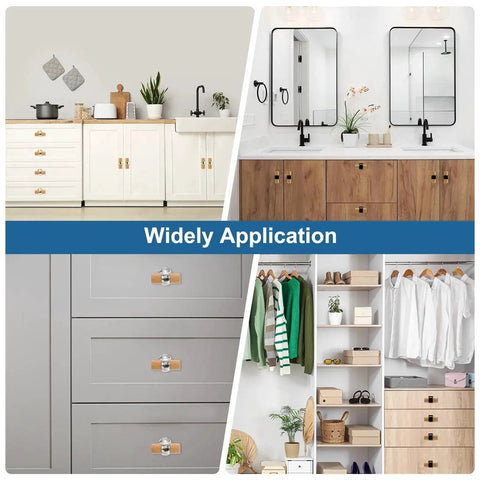 6 Pcs T Bar Wooden Drawer Pulls Beech Wood With Black Finish Single Hole Dresser Knobs installed on various furniture