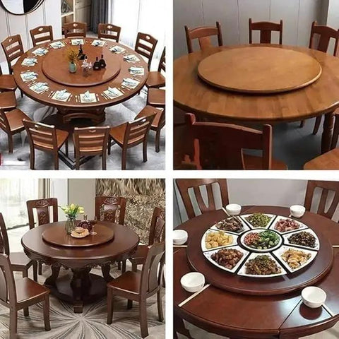 Large 28-Inch Wooden Lazy Susan Turntable for Dining Table Centerpiece with 360 Degree Silent Smooth Rotation for Serving Dishes