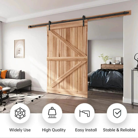 10 FT Heavy Duty Sliding Barn Door Hardware Track Kit, Straight Pulley, Slide Smoothly Quietly, Easy Install for 60" Door