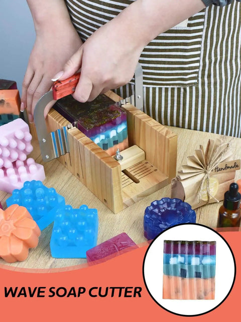 DIY Soap Making Kit For Adults And Kids with rectangular loaf mold and adjustable wooden cutter for creative crafting