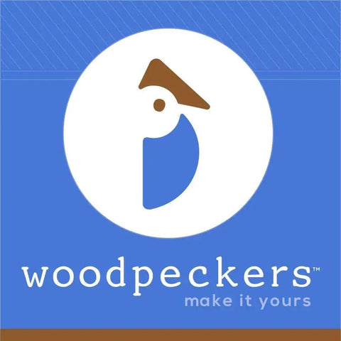 Woodpeckers logo with stylized bird design on blue background