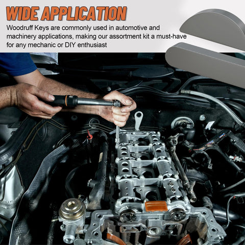 Mechanic using Woodruff Key Stock Set 175 Piece Stainless Steel Key Stock Assortment In 15 Sizes 8mm To 30mm for crankshaft repair