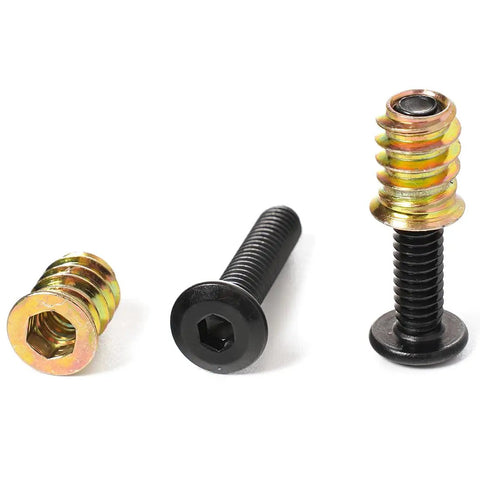 DIY Friendly 30 Piece Woodworking Hardware Set For 1/4-20 Threaded Inserts For Wood 3/5 Inch, 1 Inch Black Oxide Flat Head Bolts, And 30 Washers