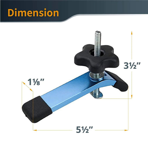 T Track Hold Down Clamp Two Pack For Woodworking Five And One Half Inch By One And One Eighth Inch Clamps With T Bolts dimensions
