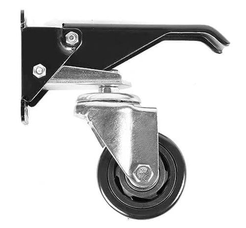 Side view of ✝️ Retractable Workbench Casters, 2.5-Inch Diameter Wheels, 600-Pound Capacity (CA2580) showing wheel assembly.