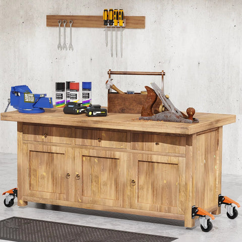Workbench with casters wheels kit 920 lbs capacity retractable casters set of 4 heavy duty side mount 3" lifting caster installed