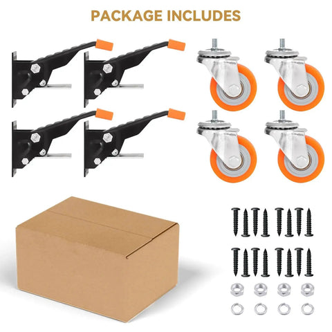 Retractable Workbench Casters Set Of 4 Heavy Duty 700 Lbs Capacity 2.5 Inch Side Mount Swivel Wheels For Benches Tables