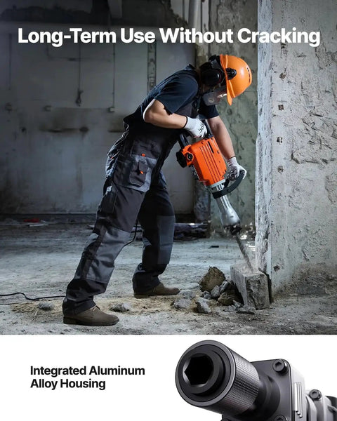 Heavy duty 2200W demolition jack hammer delivers powerful 66J impact energy and 1350 BPM for fast concrete breaking in construction use