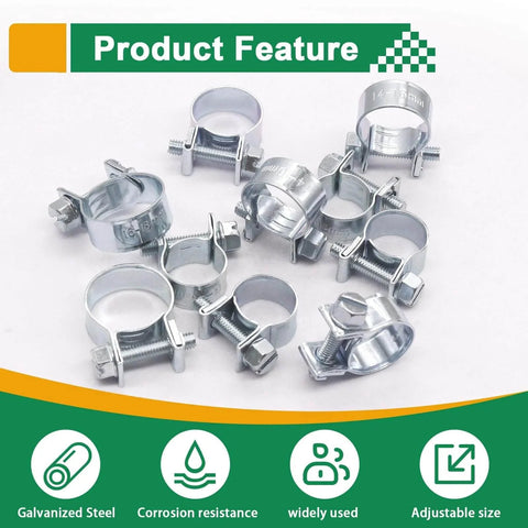 34 Piece Worm Gear Hose Clamp Kit 8 To 18mm Range In Five Sizes One Quarter To Five Eighth Inch Heavy Duty Automotive Diesel Petrol Hose Clamps Zinc Plated Corrosion Resistant Includes Strong Storage Box