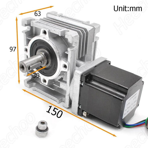 ✝️ Worm Gear Reducer 53 mm Shaft Size 1-Pack Worm Gear Nema23 Stepper with dimensions for industrial systems