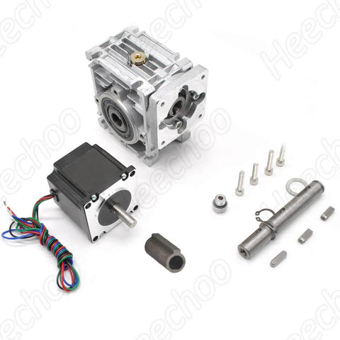 ✝️ Worm Gear Reducer 53 mm Shaft Size 1-Pack Worm Gear Nema23 Stepper for Rotary Equipment and Power Transmission, components view.