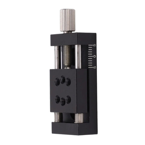 Side view of X-Axis Mini Linear Rail Stage Actuator High Precision Adjustable 10mm Stroke Aluminum Alloy Sliding Table for DIY CNC Router