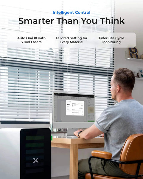 Person using xTool P Series Smart Control System with Must Have Accessories Set For P2 And P2S Laser Engraver And Cutter