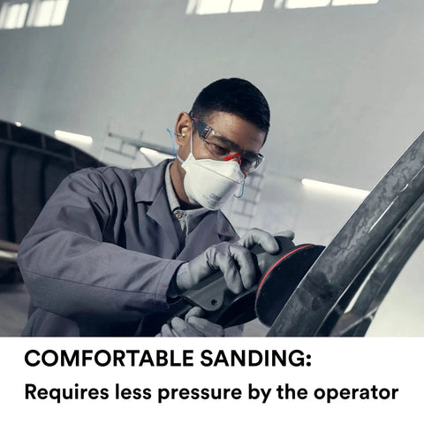 Person using Xtract Net Discs 6 Inch 710W Sanding Discs Pack Of 50 Dust Free Hook And Loop on metal surface