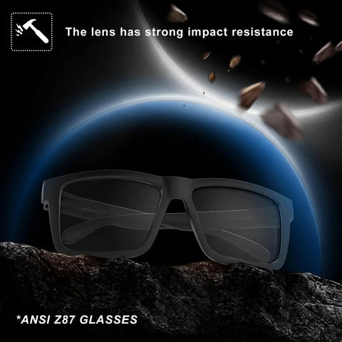 XXL Size Sunglasses for Big Heads Z87 TR90 Ultralight Matte Black UV400 with impact resistance displayed on earth backdrop