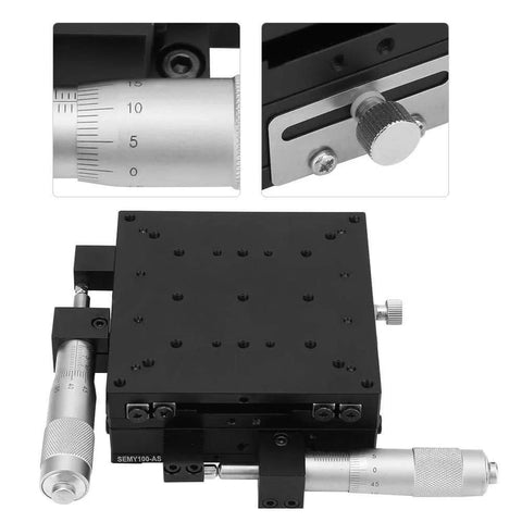 Linear Stages, XY axis Manual Fine-Tuning Cross Roller Precision Linear Stages 100 * 100 * 40mm for CNC axis motion, detail view