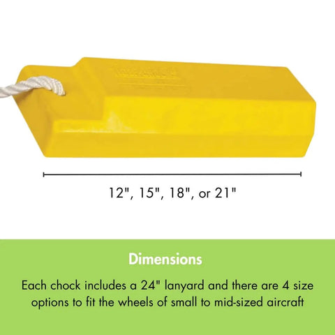 Lightweight 15 Inch Airplane Wheel Chock For Small To Mid Sized Aircraft One Tire Chock With Rope Lanyard Durable Urethane Construction Yellow AC3515 S Checkers Pro Grade Tire Chock