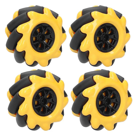 Mecanum Wheel Set for Four Wheel Drive RC Cars and Smart Robots Durable Yellow and Black 2.4 Inch Robot Wheels DIY Component