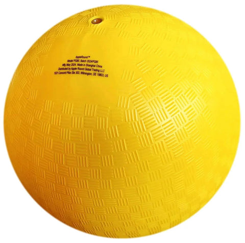 Yellow 8.5-inch dodgeball playground ball, part of a pack of 4 balls with 1 pump, official size for dodge ball and handball, multicolor
