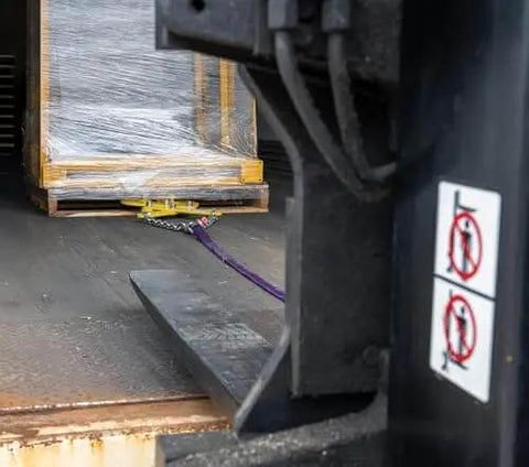 Heavy Duty Double Scissor Pallet Puller For Easy Pallet Moving, 4 Inch Jaw Opening, 5000 Lb Capacity in use on truck floor