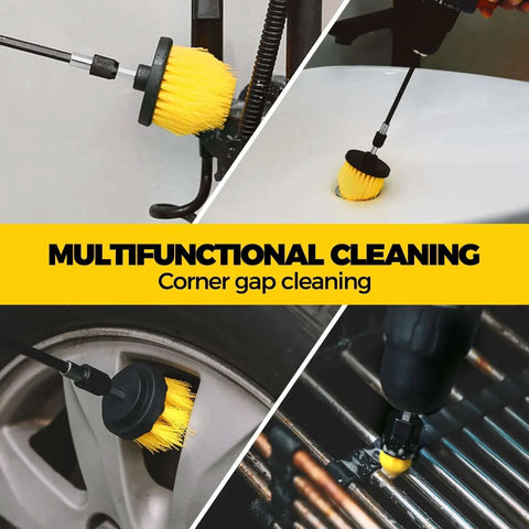 6Pack Drill Brush Power Scrubber Cleaning Brush Extended Long Attachment Set used on grout, tiles, car wheel, and grill surface