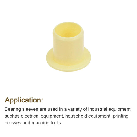 Flanged Sleeve Bearing Set 10mm Bore 12mm Outer Diameter 12mm Length POM Wrapped Oilless Bushings Yellow 4 Pieces Self Lubricating Plain Bearings With 18mm Flange Diameter And 1mm Flange Thickness