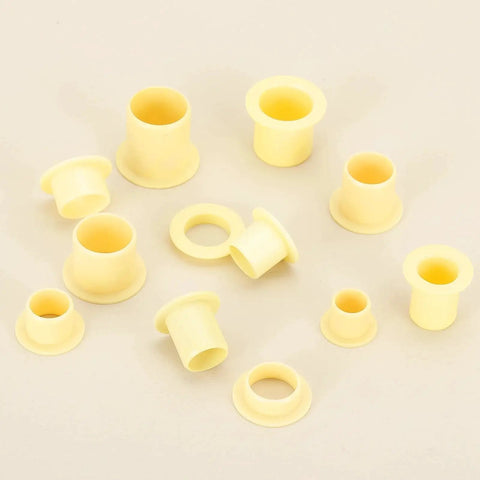 Six Pcs Flanged Sleeve Bearings 8 mm Inner Diameter 10 mm Outer Diameter 10 mm Length POM Plastic Bushing Yellow