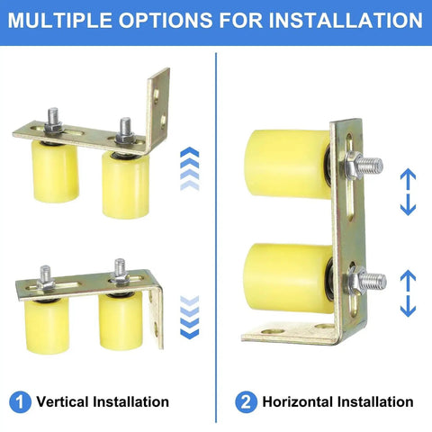 Gate Guide Roller Kit With 4 Nylon Rollers And 2 L Shaped Brackets, 2 Inch Diameter And 60mm Length, Ball Bearing Gate Guider
