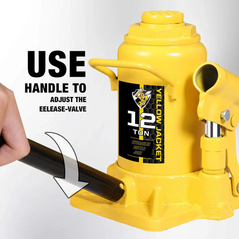 Low Profile 12 Ton Hydraulic Bottle Jack With 24,000 Lbs Capacity, Welded Stubby Jack For Home Garage Pro Shop And Commercial Use