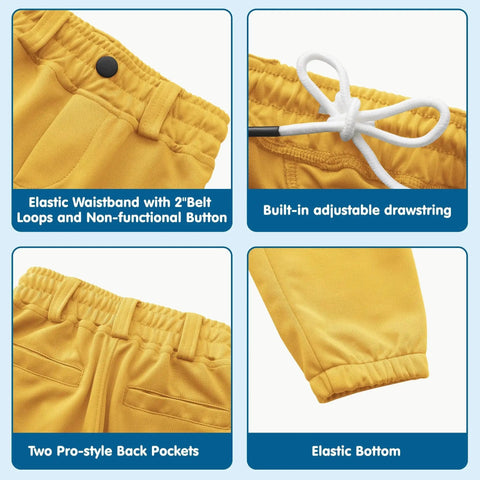 Details of Kids Knicker Baseball Pants For Tee Ball And Softball Practice With Belt Loops Youth Short Knickers, bright yellow 2T 3T 4T 5T.