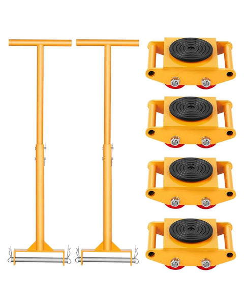 6 Ton Machine Skate Dolly with 360 degree rotating cap, heavy duty machinery mover rated for 13228 lbs, PU directional rollers