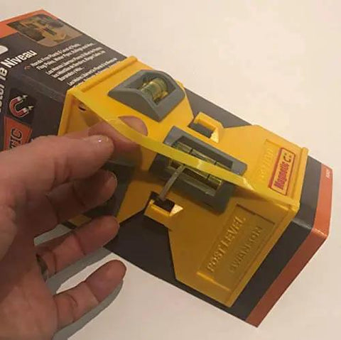 Magnetic Composite Post Level With Elastic Hands Free Loop Three Vials For Quick Plumb And Level Reads Yellow Magnetic Level Tool