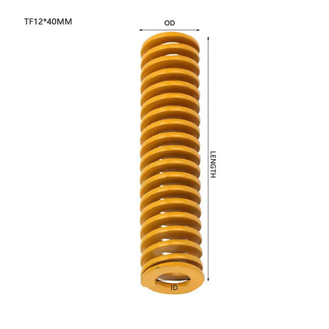 Two Pieces Yellow Extra Light Load Mold Spring For Industrial Machinery And Stamping Dies With 12mm Outer Diameter And 6mm Inner
