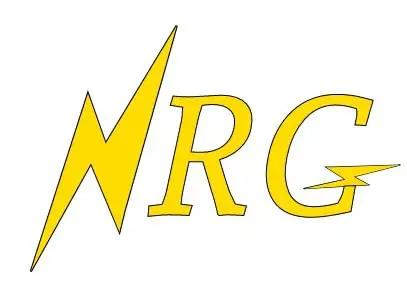 Bold yellow NRG logo with stylized lightning design