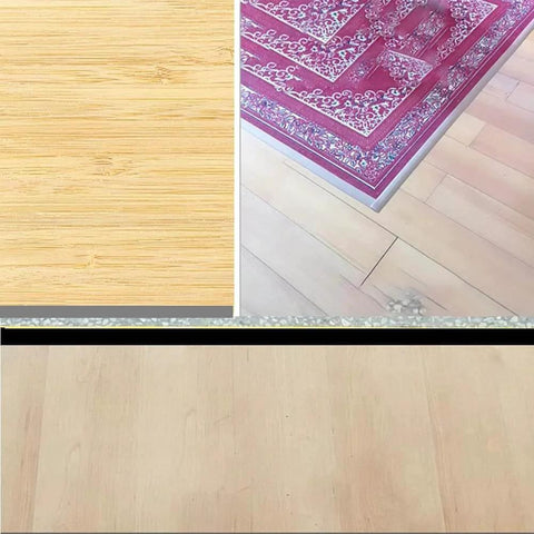 Self Adhesive Flat Floor Transition Strip, PVC Laminate Floor Strip Carpet Transition Strip shown with rug and wood floor.