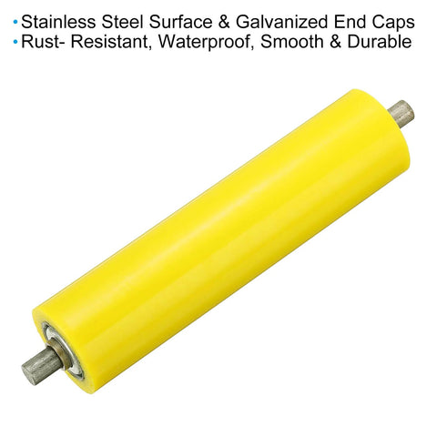 ✝️ Polyurethane Coated Conveyor Roller 2" Diameter 8" Length, Stainless Steel Transmission Replacement Part Galvanized End, Yellow